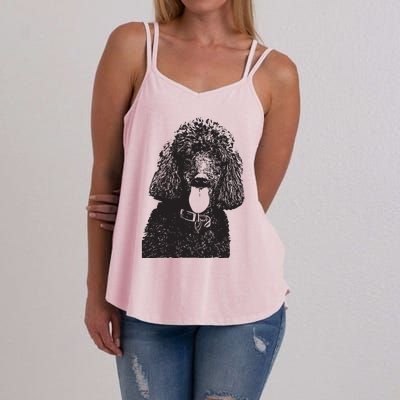 Poodle Face Dog Mom Or Dad Christmas Gift Women's Strappy Tank