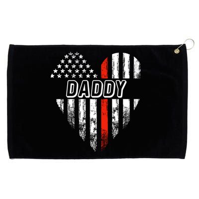 Proud Firefighter Daddy American Flag Heart Cute Gift Grommeted Golf Towel