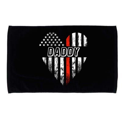 Proud Firefighter Daddy American Flag Heart Cute Gift Microfiber Hand Towel