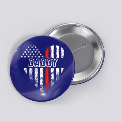 Proud Firefighter Daddy American Flag Heart Cute Gift Button