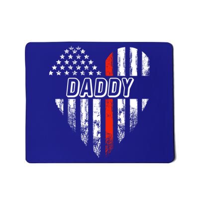 Proud Firefighter Daddy American Flag Heart Cute Gift Mousepad