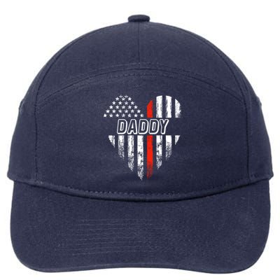 Proud Firefighter Daddy American Flag Heart Cute Gift 7-Panel Snapback Hat