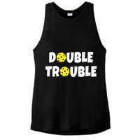 Pickleball Funny Double Trouble Team Ladies PosiCharge Tri-Blend Wicking Tank