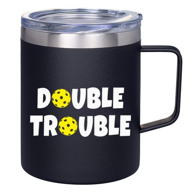 Pickleball Funny Double Trouble Team 12oz Stainless Steel Coffee Mug
