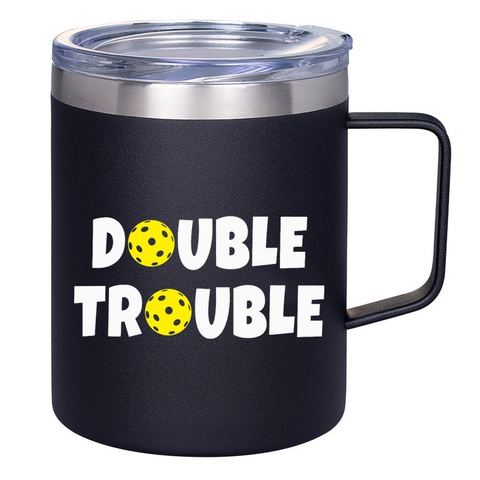 Pickleball Funny Double Trouble Team 12oz Stainless Steel Coffee Mug