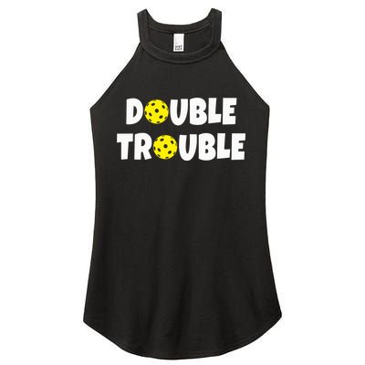 Pickleball Funny Double Trouble Team Women's Perfect Tri Rocker Tank