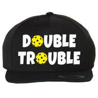 Pickleball Funny Double Trouble Team Wool Snapback Cap
