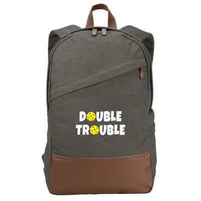Pickleball Funny Double Trouble Team Cotton Canvas Backpack