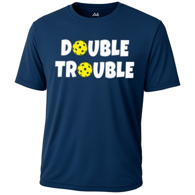 Pickleball Funny Double Trouble Team Performance Shirt