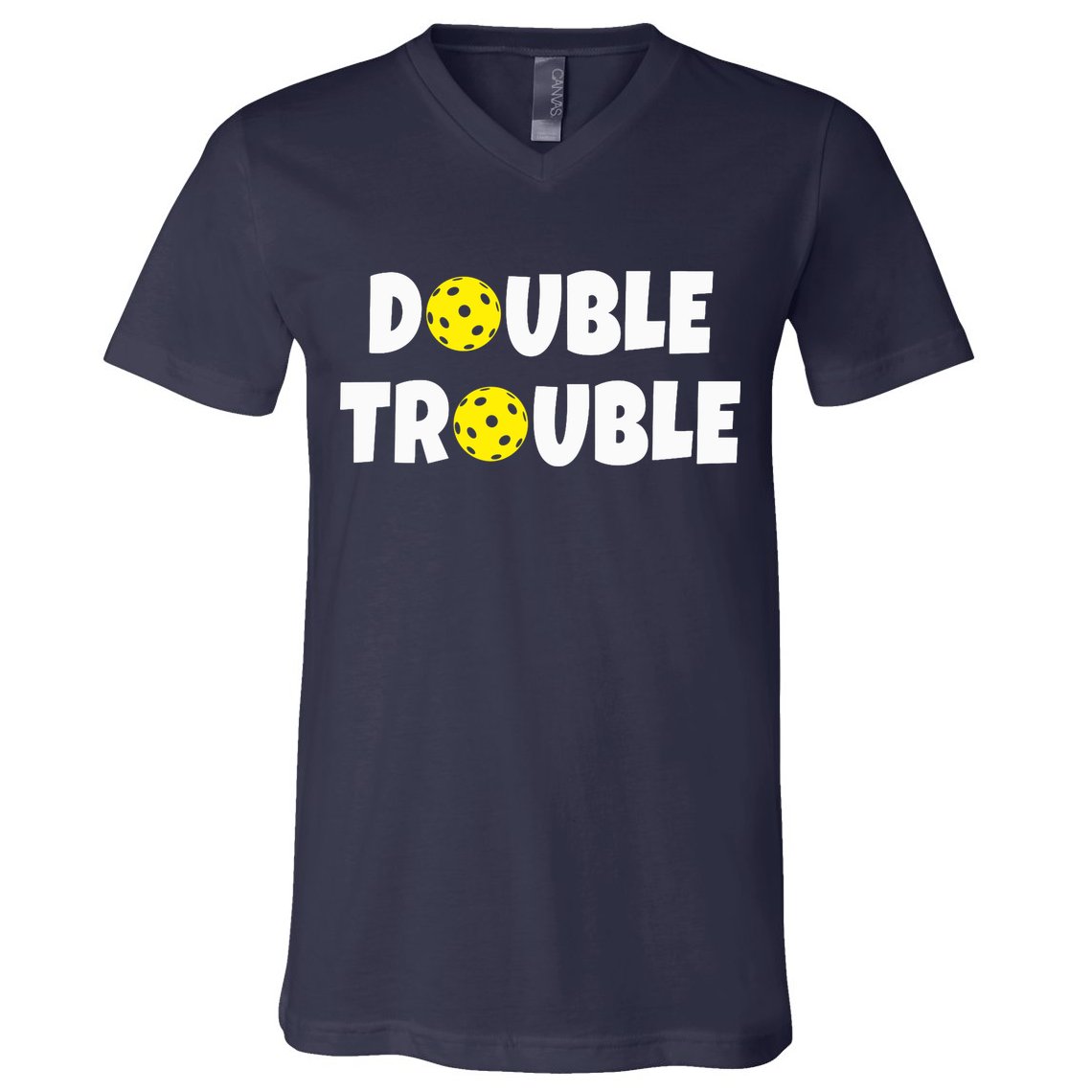 Pickleball Funny Double Trouble Team V-Neck T-Shirt