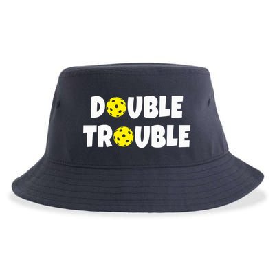Pickleball Funny Double Trouble Team Sustainable Bucket Hat