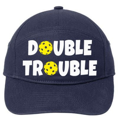 Pickleball Funny Double Trouble Team 7-Panel Snapback Hat