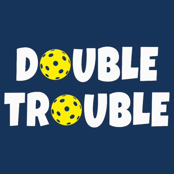 Pickleball Funny Double Trouble Team Flat Bill Trucker Hat