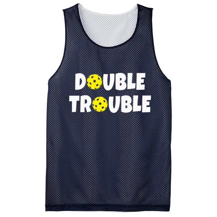 Pickleball Funny Double Trouble Team Mesh Reversible Basketball Jersey Tank