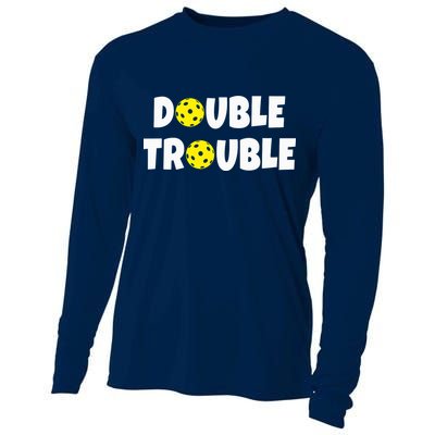 Pickleball Funny Double Trouble Team Cooling Performance Long Sleeve Crew