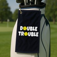 Pickleball Funny Double Trouble Team Golf Towel