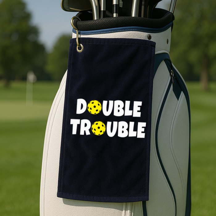 Pickleball Funny Double Trouble Team Golf Towel