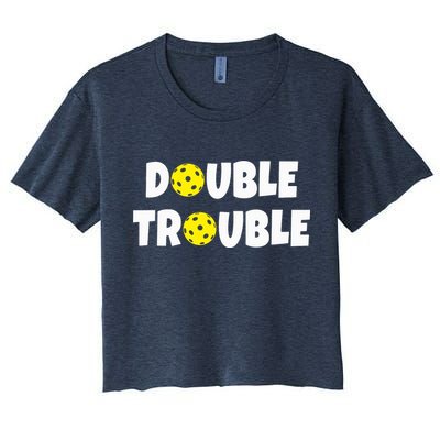 Pickleball Funny Double Trouble Team Crop Top