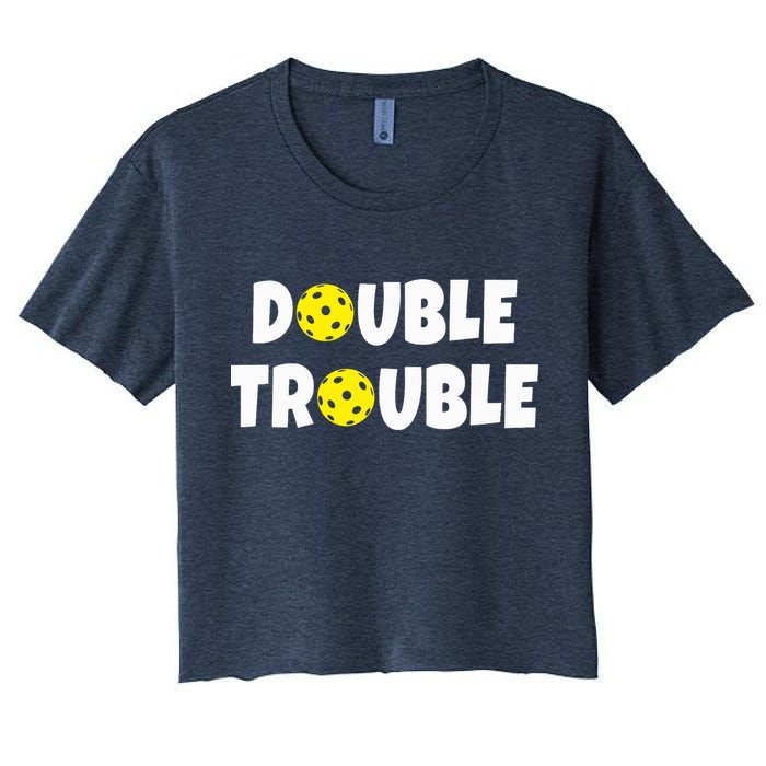Pickleball Funny Double Trouble Team Crop Top