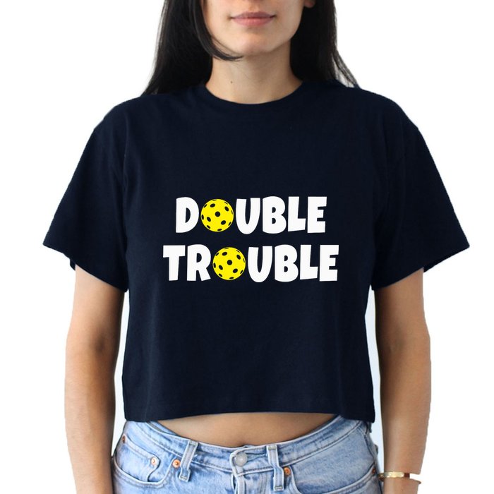 Pickleball Funny Double Trouble Team Crop Top