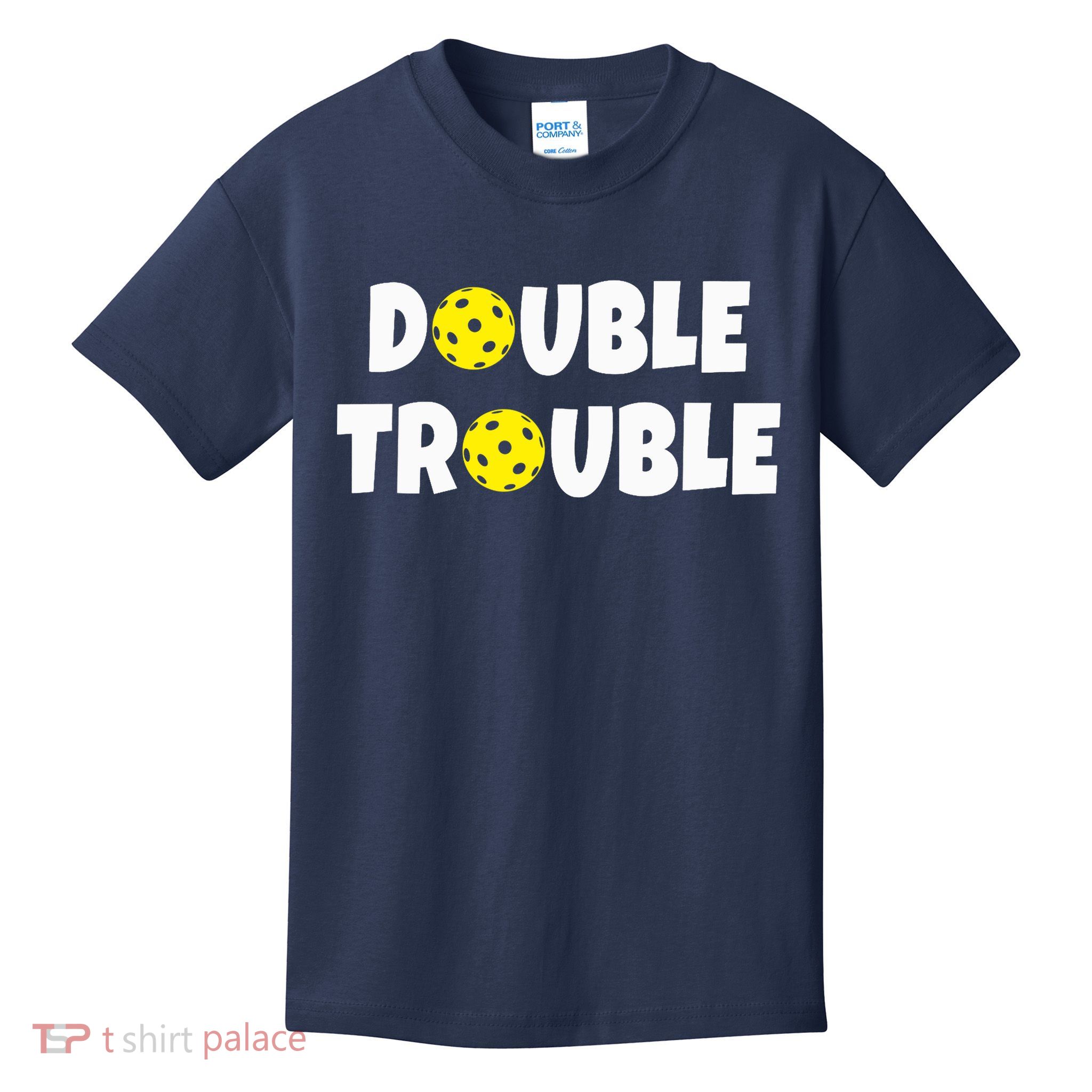 Pickleball Funny Double Trouble Team Kids T-Shirt