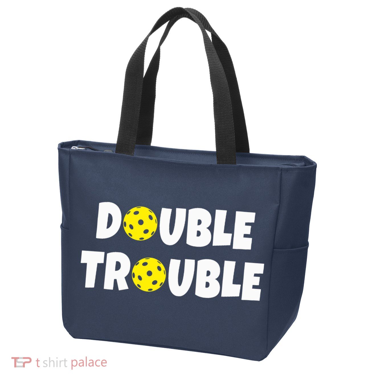 Pickleball Funny Double Trouble Team Zip Tote Bag