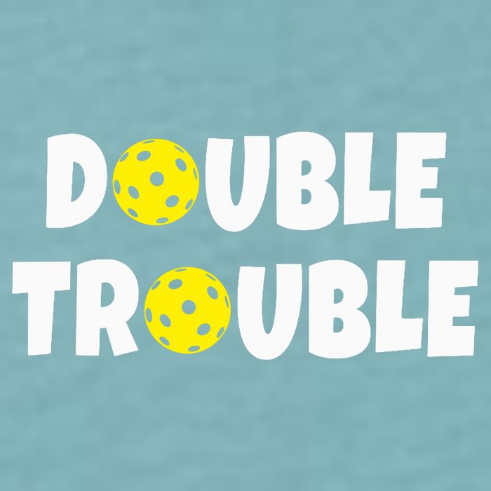Pickleball Funny Double Trouble Team Sueded Cloud Jersey T-Shirt