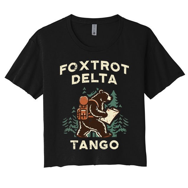Protest Foxtrot Delta Tango Bear Resist Anti Women Crop Top