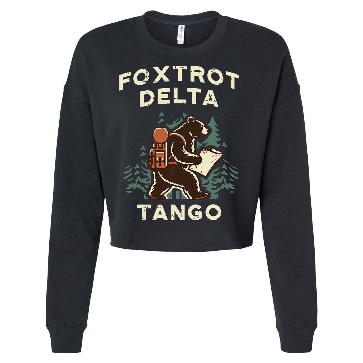 Protest Foxtrot Delta Tango Bear Resist Anti Women Cropped Pullover Crew