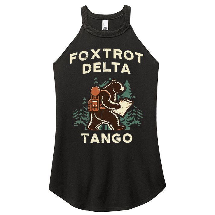 Protest Foxtrot Delta Tango Bear Resist Anti Women Women's Perfect Tri Rocker Tank