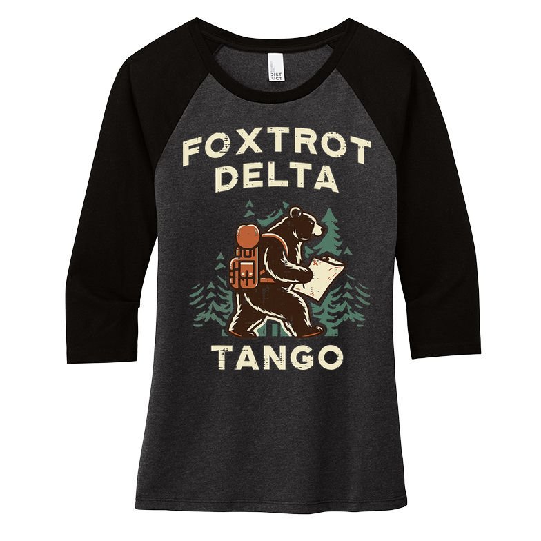 Protest Foxtrot Delta Tango Bear Resist Anti Women Women's Tri-Blend 3/4-Sleeve Raglan Shirt