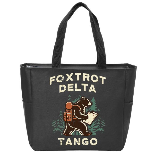 Protest Foxtrot Delta Tango Bear Resist Anti Women Zip Tote Bag