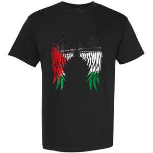 Palestine Flag Dad On Back Side Palestinian Angel Kids Wings Garment-Dyed Heavyweight T-Shirt