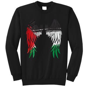 Palestine Flag Dad On Back Side Palestinian Angel Kids Wings Sweatshirt