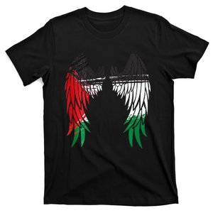 Palestine Flag Dad On Back Side Palestinian Angel Kids Wings T-Shirt