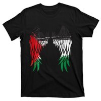 Palestine Flag Dad On Back Side Palestinian Angel Kids Wings T-Shirt