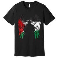 Palestine Flag Dad On Back Side Palestinian Angel Kids Wings Premium T-Shirt