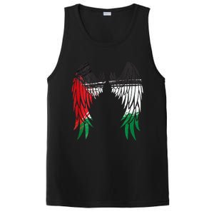 Palestine Flag Dad On Back Side Palestinian Angel Kids Wings PosiCharge Competitor Tank