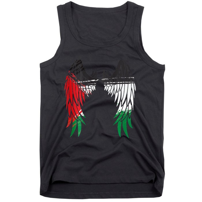 Palestine Flag Dad On Back Side Palestinian Angel Kids Wings Tank Top