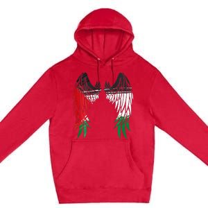 Palestine Flag Dad On Back Side Palestinian Angel Kids Wings Premium Pullover Hoodie