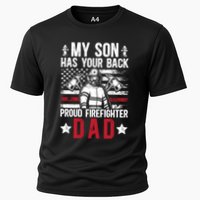Proud Firefighter Dad Of A Firefighter Father Fire Dad Meaningful Gift Cooling Performance Crew T-Shirt