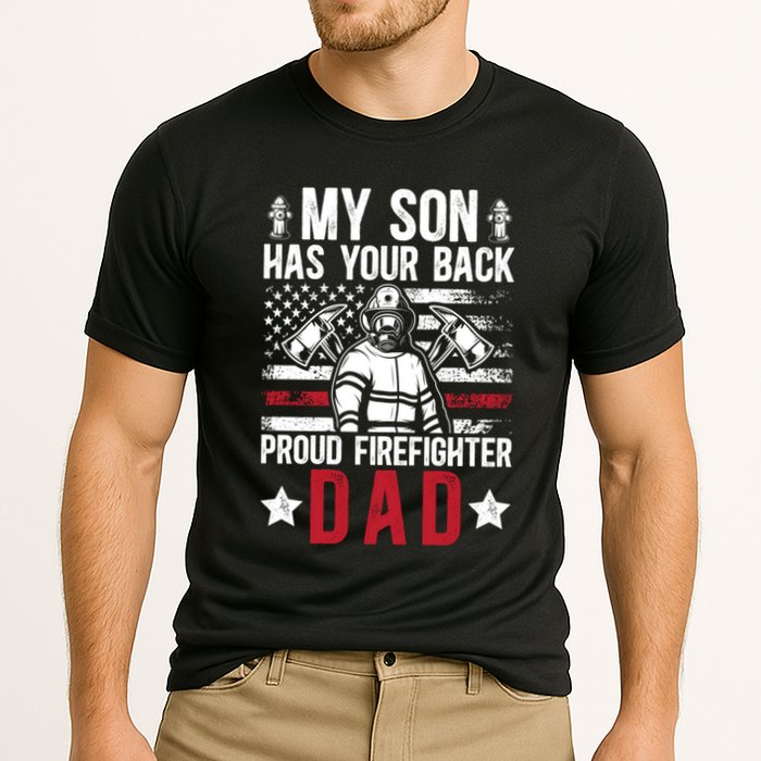 Proud Firefighter Dad Of A Firefighter Father Fire Dad Meaningful Gift Cooling Performance Crew T-Shirt