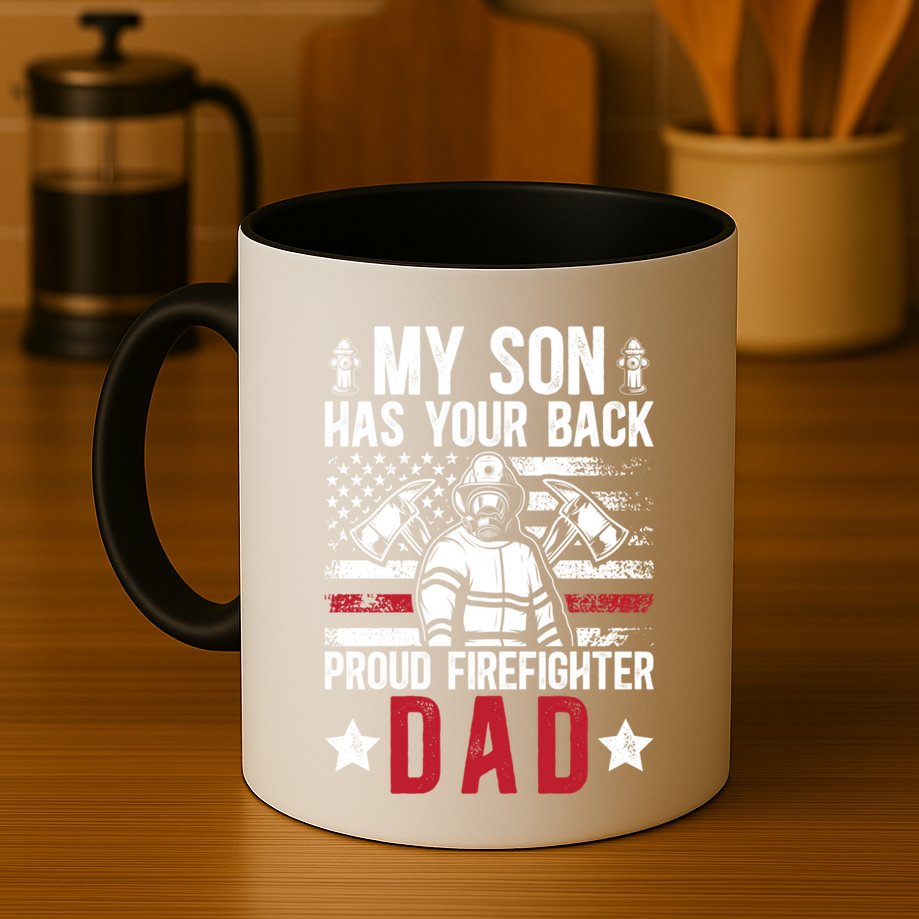 Proud Firefighter Dad Of A Firefighter Father Fire Dad Meaningful Gift Mug