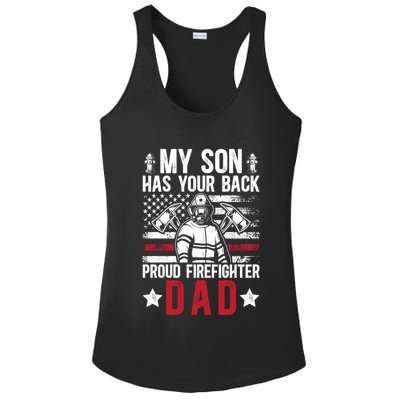Proud Firefighter Dad Of A Firefighter Father Fire Dad Meaningful Gift Ladies PosiCharge Competitor Racerback Tank