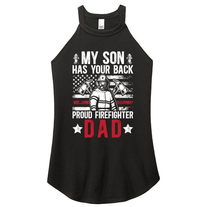 Proud Firefighter Dad Of A Firefighter Father Fire Dad Meaningful Gift Women's Perfect Tri Rocker Tank