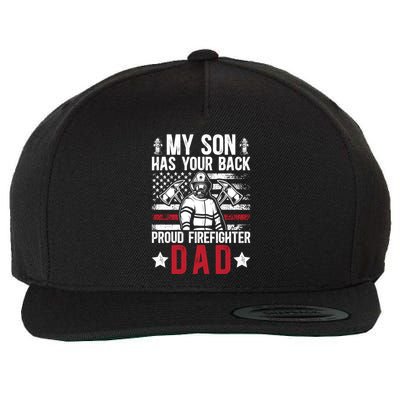 Proud Firefighter Dad Of A Firefighter Father Fire Dad Meaningful Gift Wool Snapback Cap