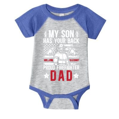 Proud Firefighter Dad Of A Firefighter Father Fire Dad Meaningful Gift Infant Baby Jersey Bodysuit