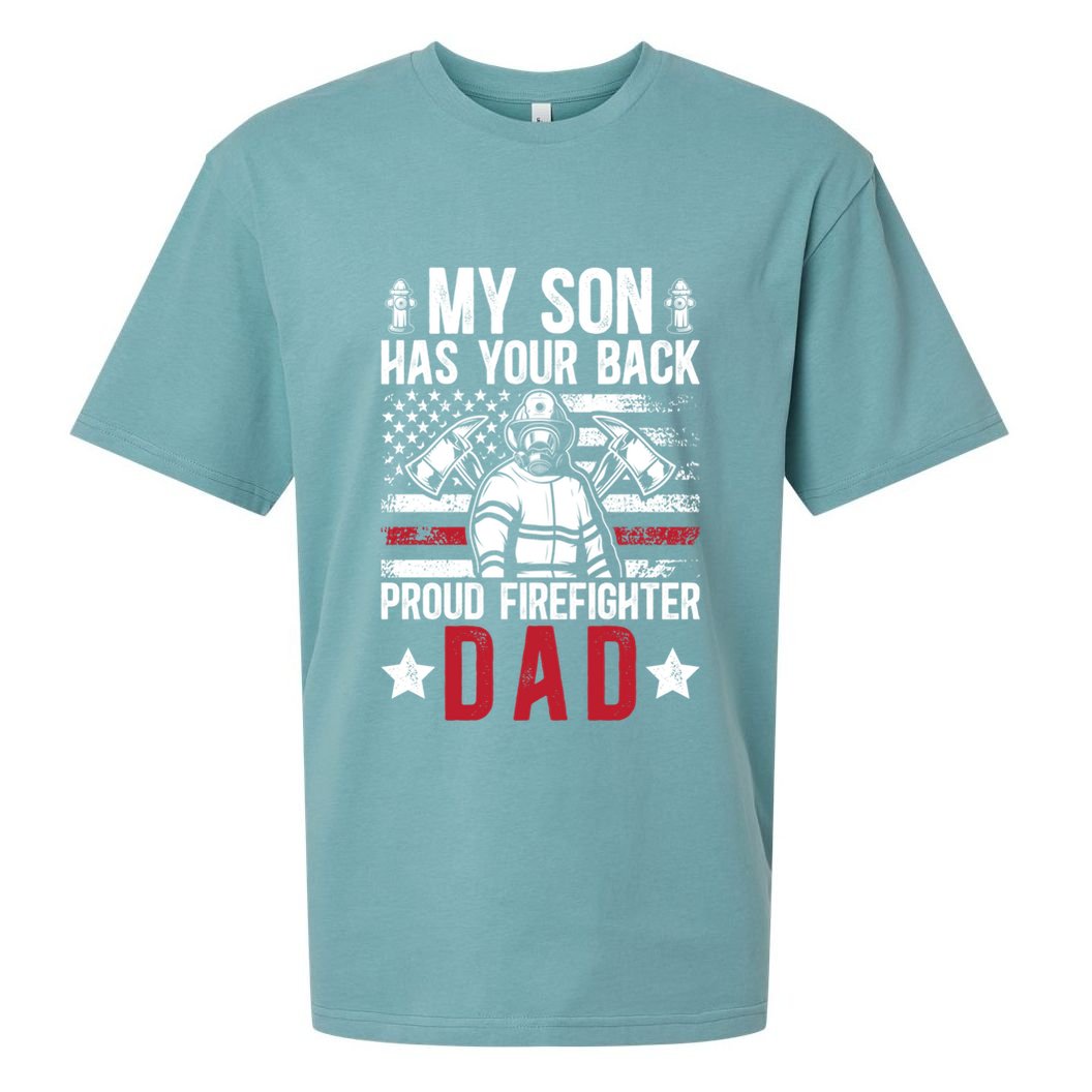 Proud Firefighter Dad Of A Firefighter Father Fire Dad Meaningful Gift Sueded Cloud Jersey T-Shirt