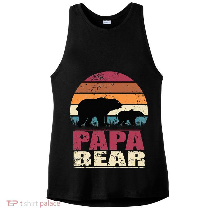 Papabear Family Daddy Bear Newborn Baby Fatherhood Papa Bear Ladies PosiCharge Tri-Blend Wicking Tank