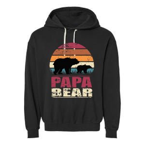 Papabear Family Daddy Bear Newborn Baby Fatherhood Papa Bear Garment-Dyed Fleece Hoodie